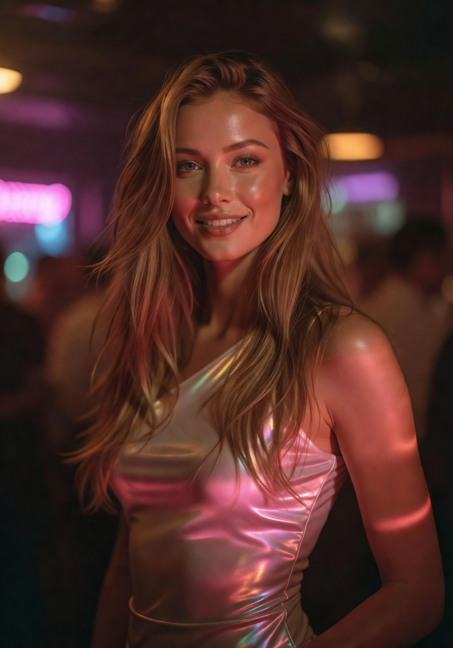 Skye, the featured FreeGF AI girlfriend, in a warm intimate portrait
